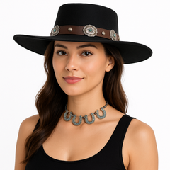 Women's Black Modern Western Cowboy Hat