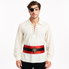 Men's Ivory Pirate Costume Shirt - Plus Size
