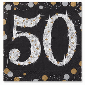 Sparkling Celebration 50th Birthday Beverage Napkins - 5 In. X 5 In.