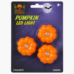 Halloween LED Pumpkin Tea Lights - Set of 3
