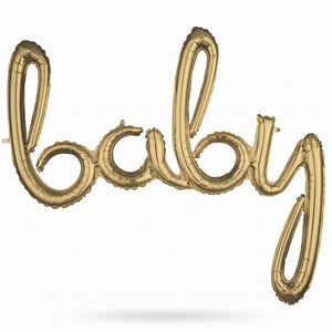 Gold Script "Baby" Air-Filled Foil Balloon