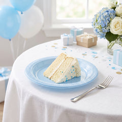 Pastel Blue 7" Round Plastic Plates - Pack of 20
