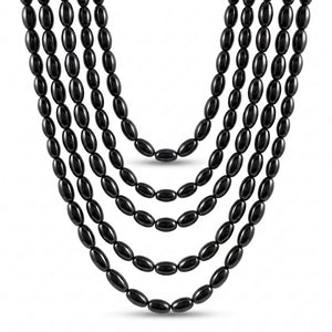 Black Metallic Bead Necklace, 30-Inch, 8-Pack