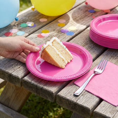 Bright Pink 7" Plastic Dessert Plates, 20 Pack