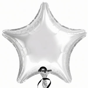 White Foil 19" Star Balloon - Metallic Finish
