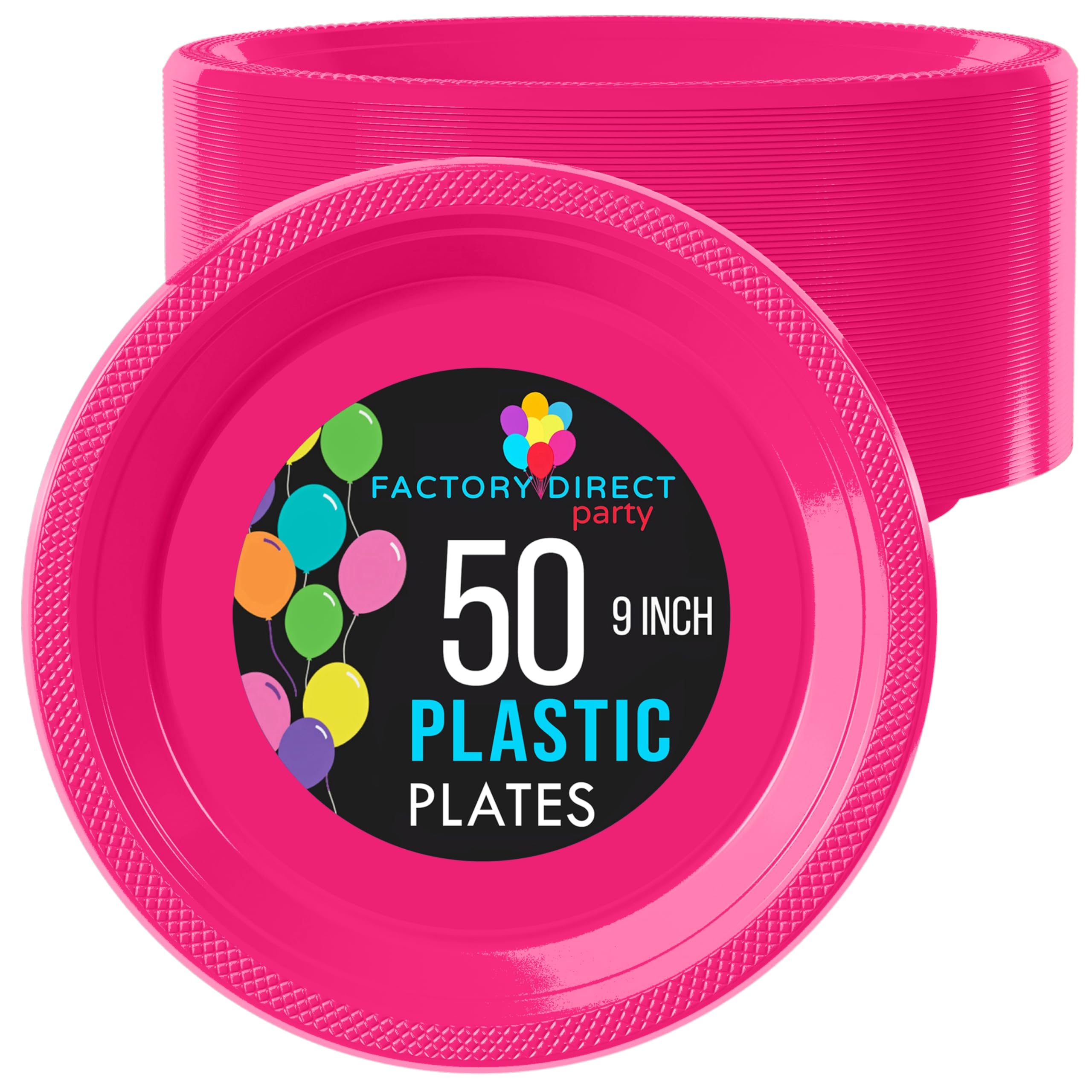 9 In. Cerise Plastic Plates | 50 Count