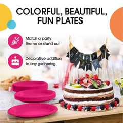 9 In. Cerise Plastic Plates | 50 Count