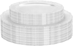 9 In. Clear Victorian Design Plates | 20 Count