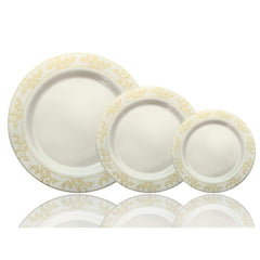 9 In. Gold Leaf Design Plastic Plates | 120 Count