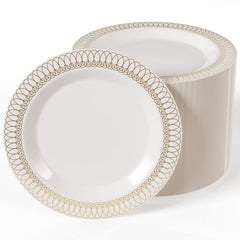 9 In. Gold Ovals Design Plates | 10 Count