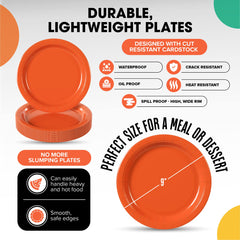 9 In. Orange Paper Plates | Case of 1000