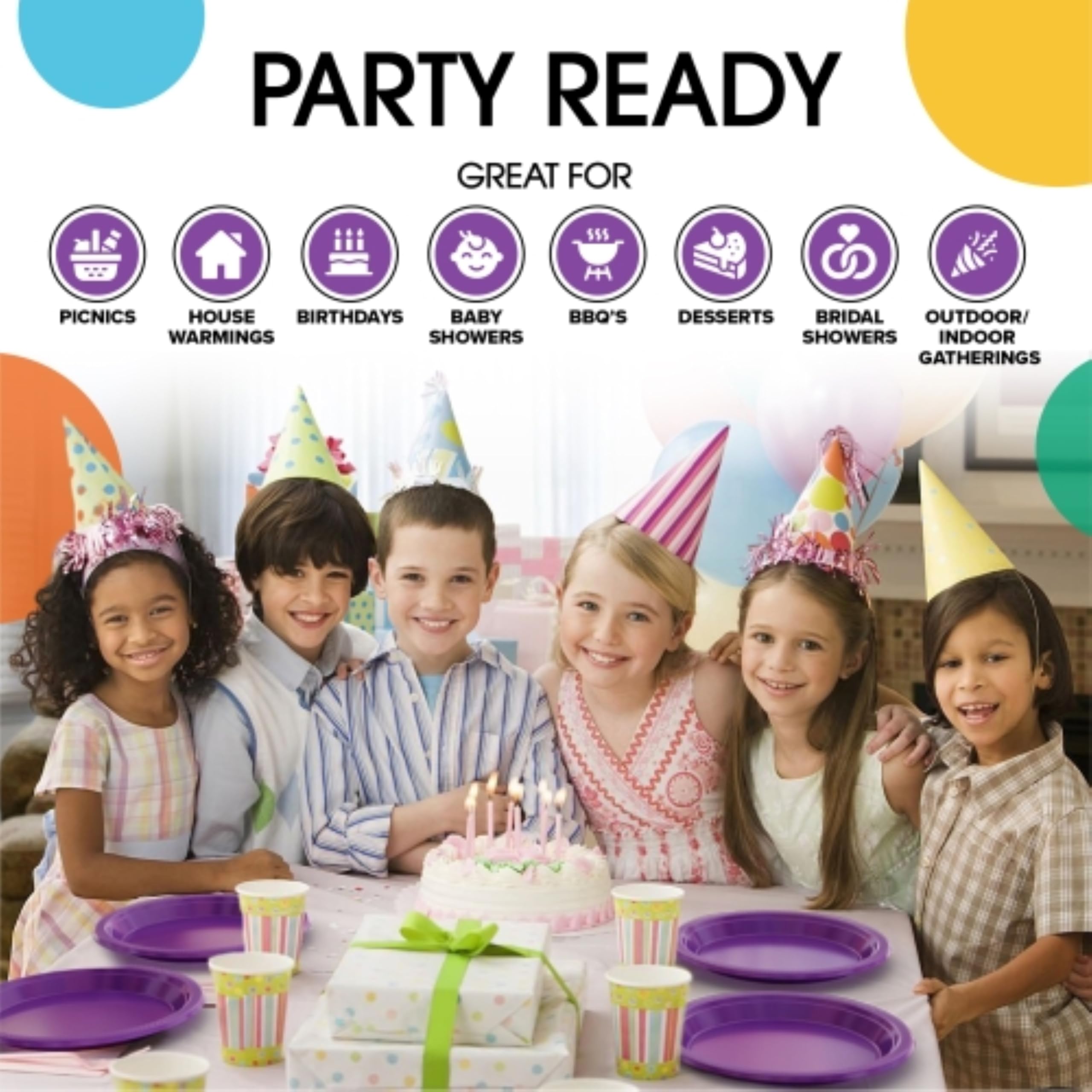 9 In. Purple Plastic Plates | 50 Count