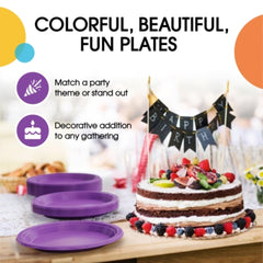 9 In. Purple Plastic Plates | 50 Count