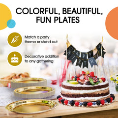 9 In. Reflective Gold Paper Plates | Case of 1000