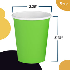 9 Oz. Lime Green Paper Cups | Case of 1000