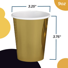 9 Oz. Metallic Gold Paper Cups | 100 Count