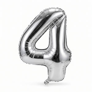 Oversized Silver Number 4 Metallic Balloon