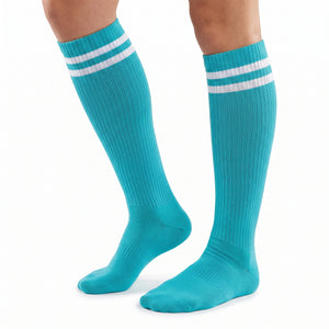 Turquoise Athletic Knee-High Socks for Team Spirit