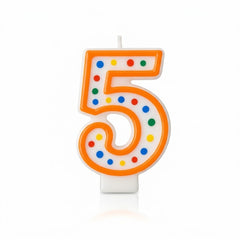 Polka Dot Number 5 Birthday Candle | 3 In.