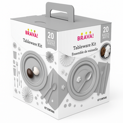 Silver Tableware Kit for 20 Guests -222 Pieces