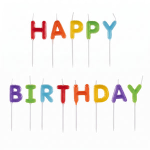 Multi-Coloured "Happy Birthday" Letter Candle Picks