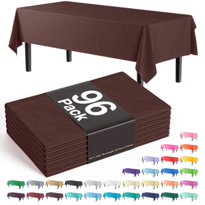 Premium Brown Plastic Table Cover | Case of 96 - 54 In. x 108 In.