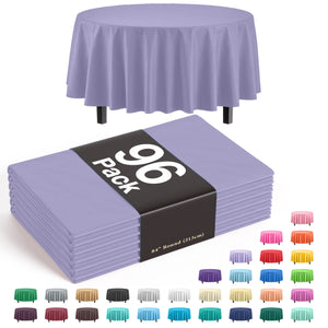 Premium Round Lavender Plastic Table Cover - 84 in. | Case of 96
