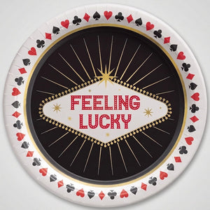 Casino "Feeling Lucky" Round Dessert Plates - 7" Paper, 8-Pack