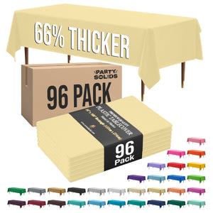 Premium Light Yellow Plastic Table Cover | Case of 96 | 54 in. x 108 in.
