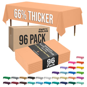 Premium Peach Plastic Table Cover | Case of 96 | 54 in. x 108 in.