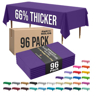 Premium Purple Plastic Table Cover | Case of 96 | 54 in. x 108 in.