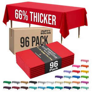 Premium Red Plastic Table Cover | Case of 96 | 54 in. x 108 in.