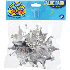 Silver Sheriff Badges - 12 Count