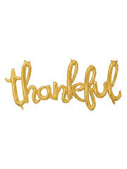 Thankful White & Gold Phrase Foil Balloon | 55" x 24"