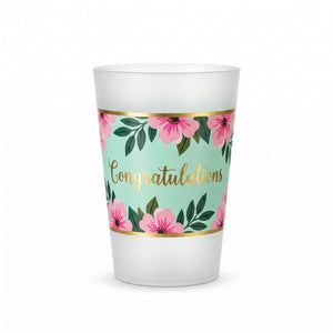 Mint to Be Floral "Congratulations" Plastic Cups - 16 oz, 25 Pack