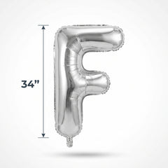 Silver Letter "F" Foil Balloon - Metallic Finish