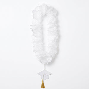 White Graduation Celebration Lei Necklace