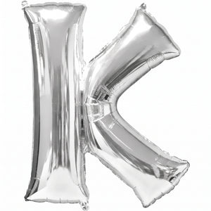 Silver Letter "K" Foil Balloon - Metallic Super Shape