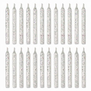 Large White Glitter Spiral Birthday Candle