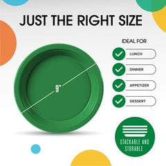9 in. Emerald Green Plastic Plates | 50 Count