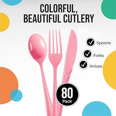 Heavy Duty light Pink Cutlery Combo | 7.5 in. | 80 Count