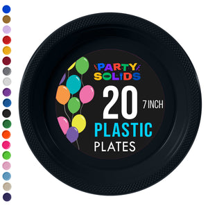 7 in. Black Plastic Plates | 20 Ct.