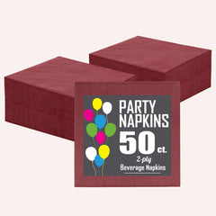 Burgundy Beverage Napkins | 50 Count