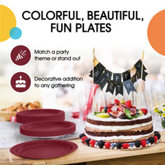 7 In. Burgundy Paper Plates - 20 Ct.