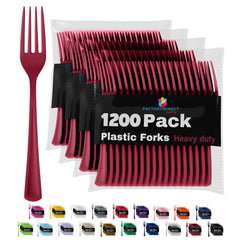 Heavy Duty Burgundy Plastic Forks - 7.5 in. | Case of 1200