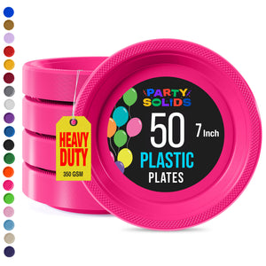 7 in. Cerise Plastic Plates | 50 Count