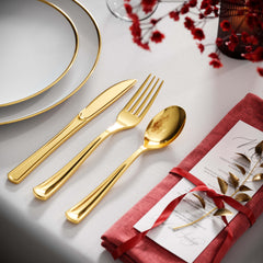 Exquisite Classic Gold Plastic Knives - 9 in. | 120 Count