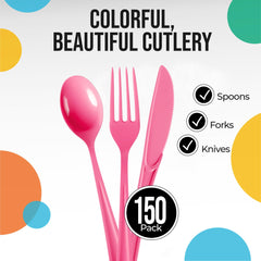 Cerise Cutlery Combo Set | 50 Forks 50 Spoons And 50 Knives