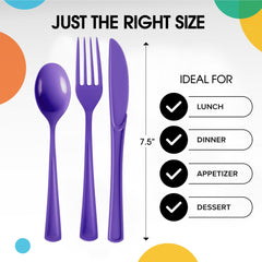Purple Cutlery Combo Set | 600 Forks 600 Spoons And 600 Knives - 7.5 in.