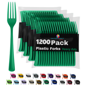 Heavy Duty Emerald Green Plastic Forks - 7.5 in. | Case of 1200